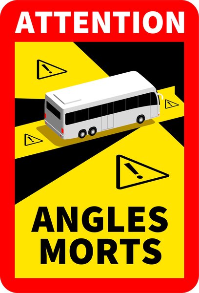 Angles morts sur les véhicules lourds Bus Car Autocar - Autocollant waterproof - L.170 x H.250