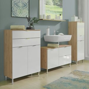 Germania Armoire sous-lavabo GW-Mauresa 34x80x56 cm Chêne et blanc