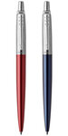 PARKER Jotter London Set : Stylo bille rouge Kensington, recharge bleue pointe moyenne + Stylo bleu royal, recharge gel noire 0.7 mm