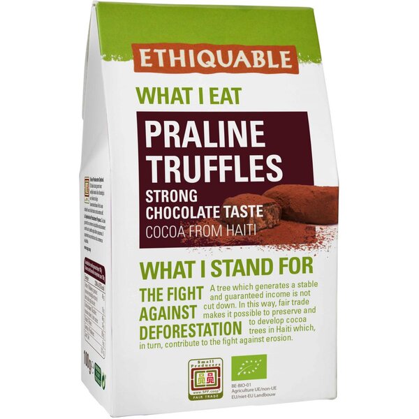 Truffes pralinées au chocolat noir bio - Sachet de 100 g (paquet 100 grammes)