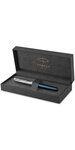 PARKER Sonnet Premium, Stylo plume, Métal & Laque Bleu, Plume fine 18k, encre noire, Coffret cadeau