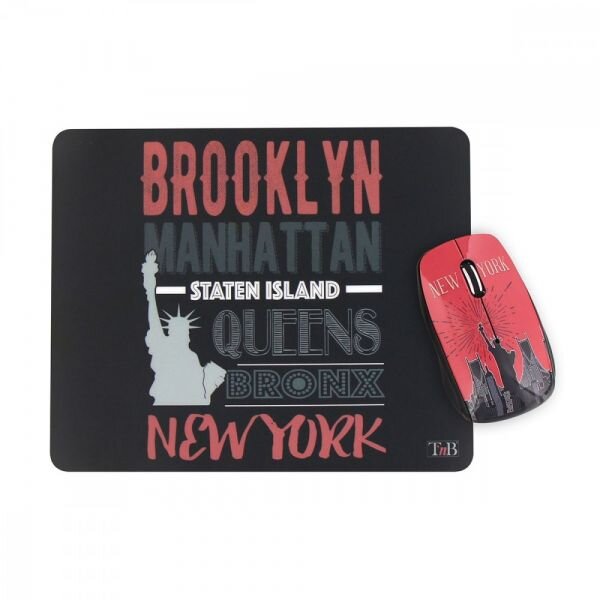 Ensemble Tapis - Souris sans fil T'nB Exclusiv' New York City (Noir)