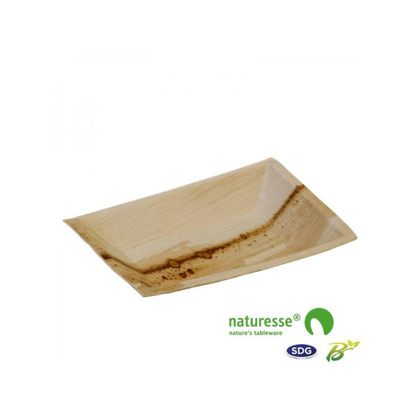 Plat Rectangulaire Feuille de Palmier Biodégradable 12x17 cm - SDG - Lot de 200 - Feuilles de palmier