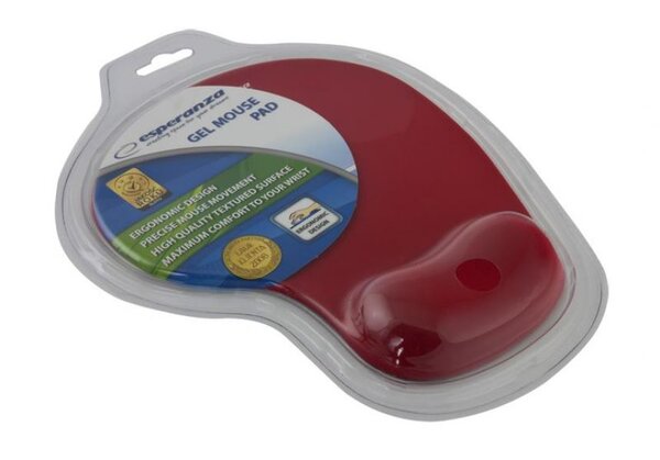 Tapis de souris avec repose poignet en gel Esperanza EA137R (Rouge)