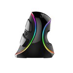 DELUX Souris Verticale Ergo Noire - Sans fil - RGB
