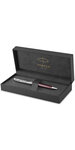 PARKER Sonnet Premium Stylo bille, métal et laque Rouge, Recharge noire pointe moyenne, Coffret cadeau