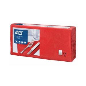 Serviettes de table Advanced Lunch, jetables, pliage en 4, ouate double épaisseur,  33 cm - Rouge cerise (paquet 200 unités)