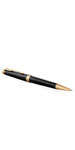 PARKER Premier Stylo-bille laque noire intense et attributs dorés, pointe moyenne et recharge d'encre noire