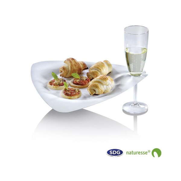 Assiette Biodégradable Triangulaire avec Porte-Verre Finger Food 26,8x25,7 cm - SDG - Lot de 200 - Pulpe de cellulose