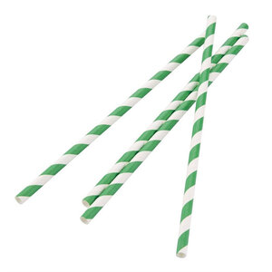 Paille biodégradable en papier Fiesta Green - Vert & blanc - Lot de 250 - Papier
