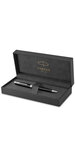 PARKER Sonnet fin stylo bille, laque noire, attributs palladium, recharge encre noire pointe moyenne – Livré dans son écrin