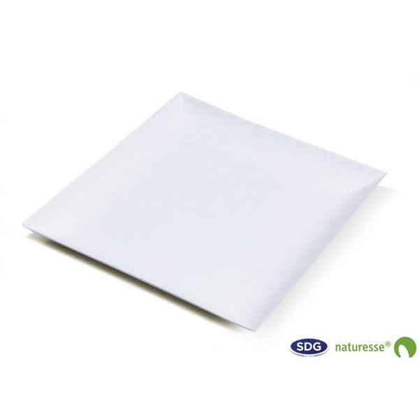 Assiette Plate Pulpe de Cellulose Biodégradable Elégance 9x9 cm - SDG - Lot de 1600 - Pulpe de cellulose