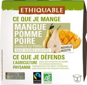 Ethiquable Compotes bio mangue pomme poire