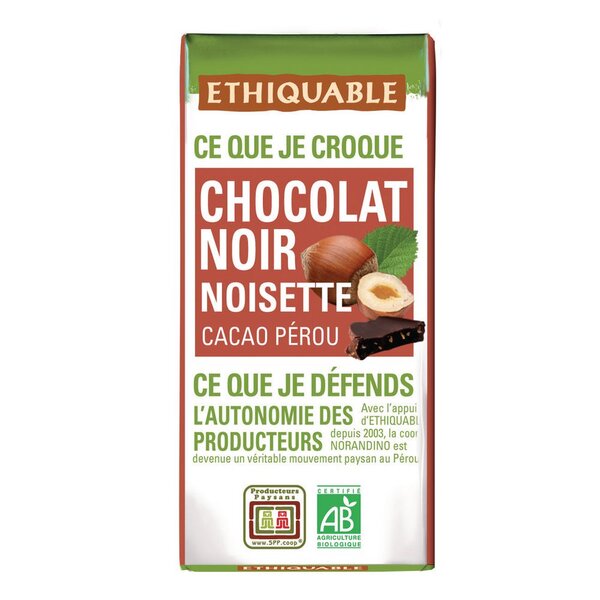 Mini tablette de chocolat noir aux éclats de noisettes - 30 g