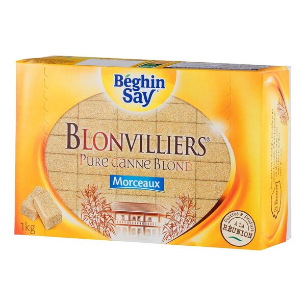 Béghin Say Sucre Blonvilliers Pure Canne Blond Morceaux 1Kg (lot de 6)