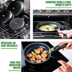 GREENCHEF Clickpan Magneto Diamond Black Set 8 pieces : 2 poeles 24/28 cm + 1 casserole 20 cm + 1 couvercle verre 20 cm
