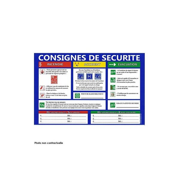Panneau des consignes de sécurité horizontal