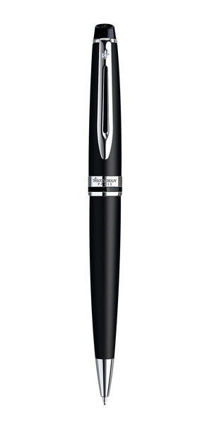 WATERMAN Expert Stylo bille, laque noire mate, recharge bleue pointe moyenne, Coffret cadeau