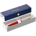 WATERMAN Emblème Stylo bille, rouge, recharge bleue pointe moyenne, Coffret cadeau