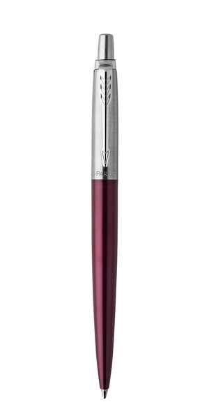 PARKER Jotter stylo bille, violet Portobello, attributs chromés, recharge bleu pointe moyenne
