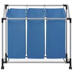 vidaXL Trieuse à linge avec 3 sacs Bleu Acier