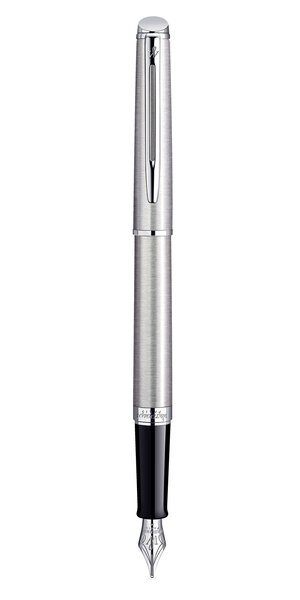 WATERMAN Hemisphere Stylo plume, acier inoxydable, plume moyenne, encre bleue, Coffret cadeau