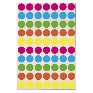 Pastille adhésive amovible couleurs assorties AGIPA 8 mm (colis de 5)