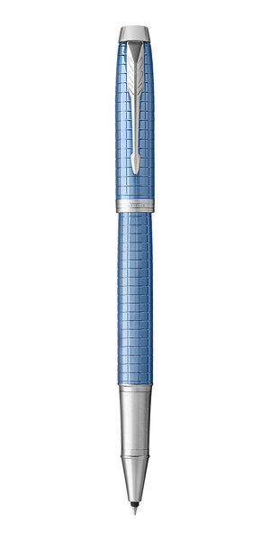 PARKER IM Premium - Stylo Roller Bleu ciselé, Attributs Chromés, Pointe fine