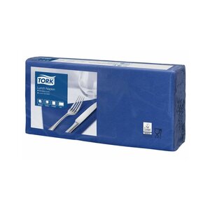 Serviettes de table Advanced Lunch, jetables, pliage en 4, ouate double épaisseur,  33 cm - Bleu foncé (paquet 200 unités)