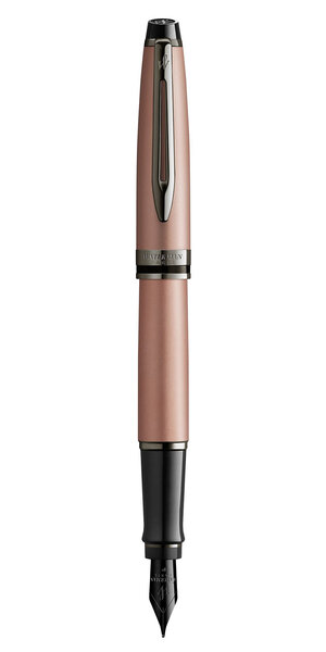 WATERMAN Expert Stylo plume, Or rose Métallisé, plume moyenne, encre bleue, Coffret cadeau