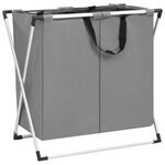 vidaXL Trieuse à linge à 2 sections Gris