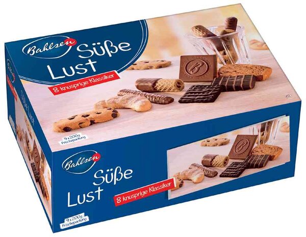 Boite 200 g mélange de 8 pâtisserie et gaufrette 'Süsse Lust' BAHLSEN