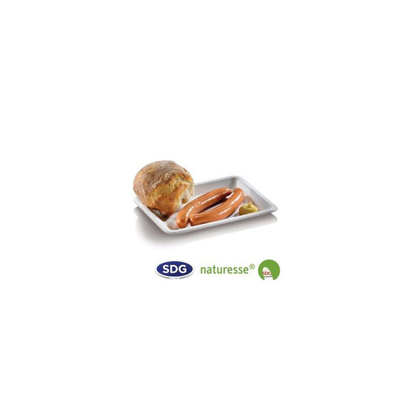 Assiette Biodégradable Jetable en Pulpe de Cellulose 20x15 cm - SDG - Lot de 500 - Pulpe de cellulose