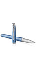 PARKER IM Premium - Stylo Roller Bleu ciselé, Attributs Chromés, Pointe fine