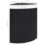 vidaXL Panier à linge d'angle Bambou Noir 60 L