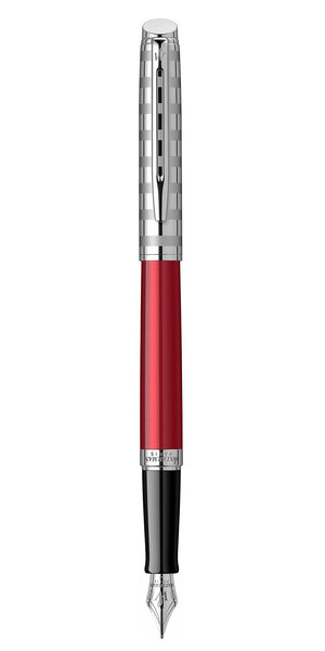 WATERMAN Hemisphere Deluxe - Stylo plume rouge avec capuchon ciselé, attributs palladium, plume fine - en écrin