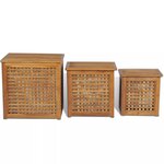 vidaXL Panier à linge 3 pcs Teck