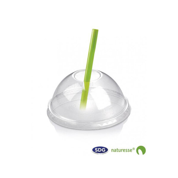 Couvercle Dôme PLA Biodégradable avec Trou pour Gobelet - SDG - Lot de 1200 - Acide polyactique (PLA)