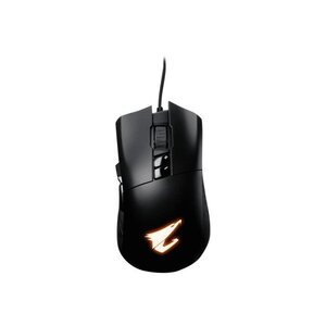 GIGABYTE Souris de jeu Optique AORUS M3 - USB - Noir mat - Câble - 6400 dpi - Roulettes avec frein - Pour droitier uniquement