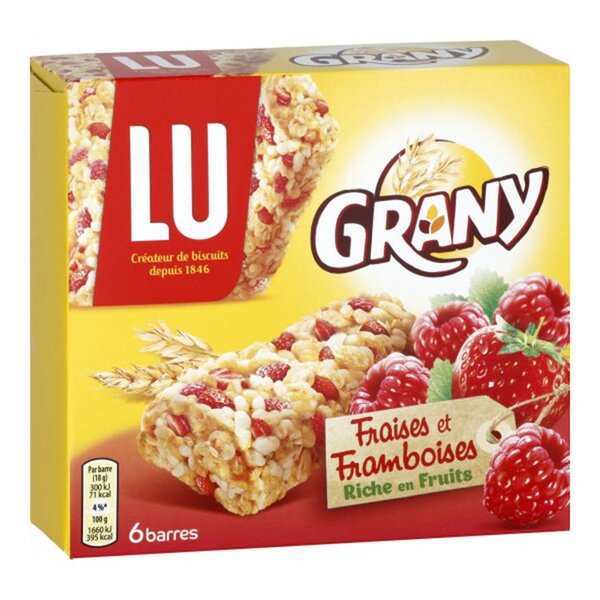 LU Grany Fraises et Framboises Riche en Fruits 108g (lot de 6)