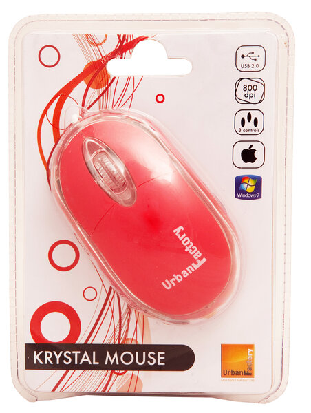 URBAN FACTORY Urban Factory Cristal Mouse Optical USB 2.0, 800dpi, Internal Light, Red