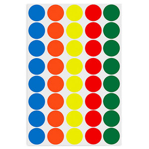 Pastille adhésive permanente couleurs assorties AGIPA 30 mm (colis de 5)
