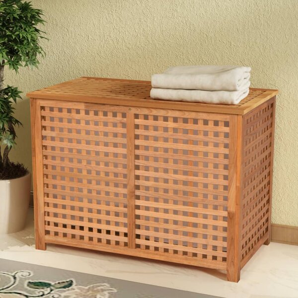 vidaXL Coffre de blanchisserie Bois massif de noyer 89 x 46 x 67 cm