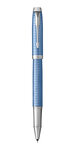 PARKER IM Premium - Stylo Roller Bleu ciselé, Attributs Chromés, Pointe fine