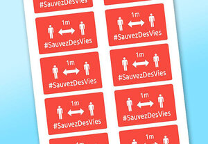 Badges rectangulaires autocollants gestes barrières