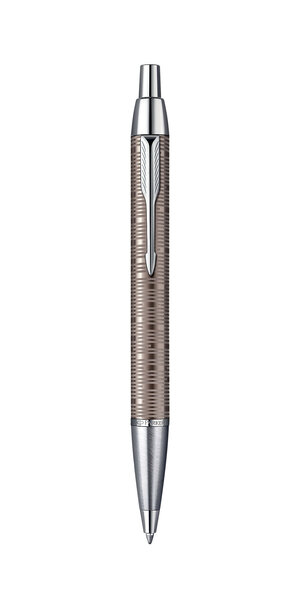 PARKER IM Premium - stylo bille, Métallique brun perle, Pointe Moyenne, attributs chromés, recharge Bleue