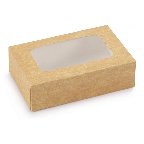 Boîte pâtissière kraft à fenêtre 17x11,5x5 cm