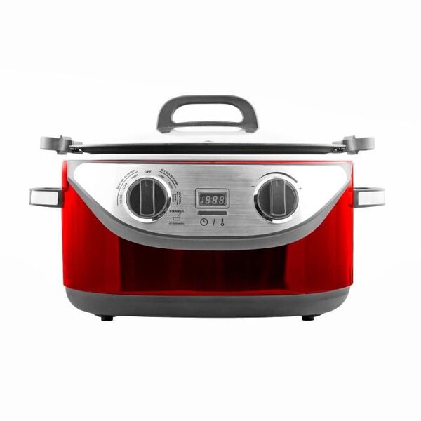 KITCHEN COOK - COOKOTTERED -  Multicuiseur 8 en 1 - 5,6L - 1350W - 120-220°C - Inox Rouge