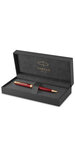 PARKER Sonnet fin stylo bille, laque rouge, attributs dorés, recharge encre noire pointe moyenne – Livré dans son écrin