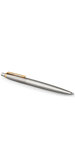 PARKER Jotter Stylo bille, acier, recharge encre gel noire, pointe moyenne (0,7 mm), Coffret cadeau